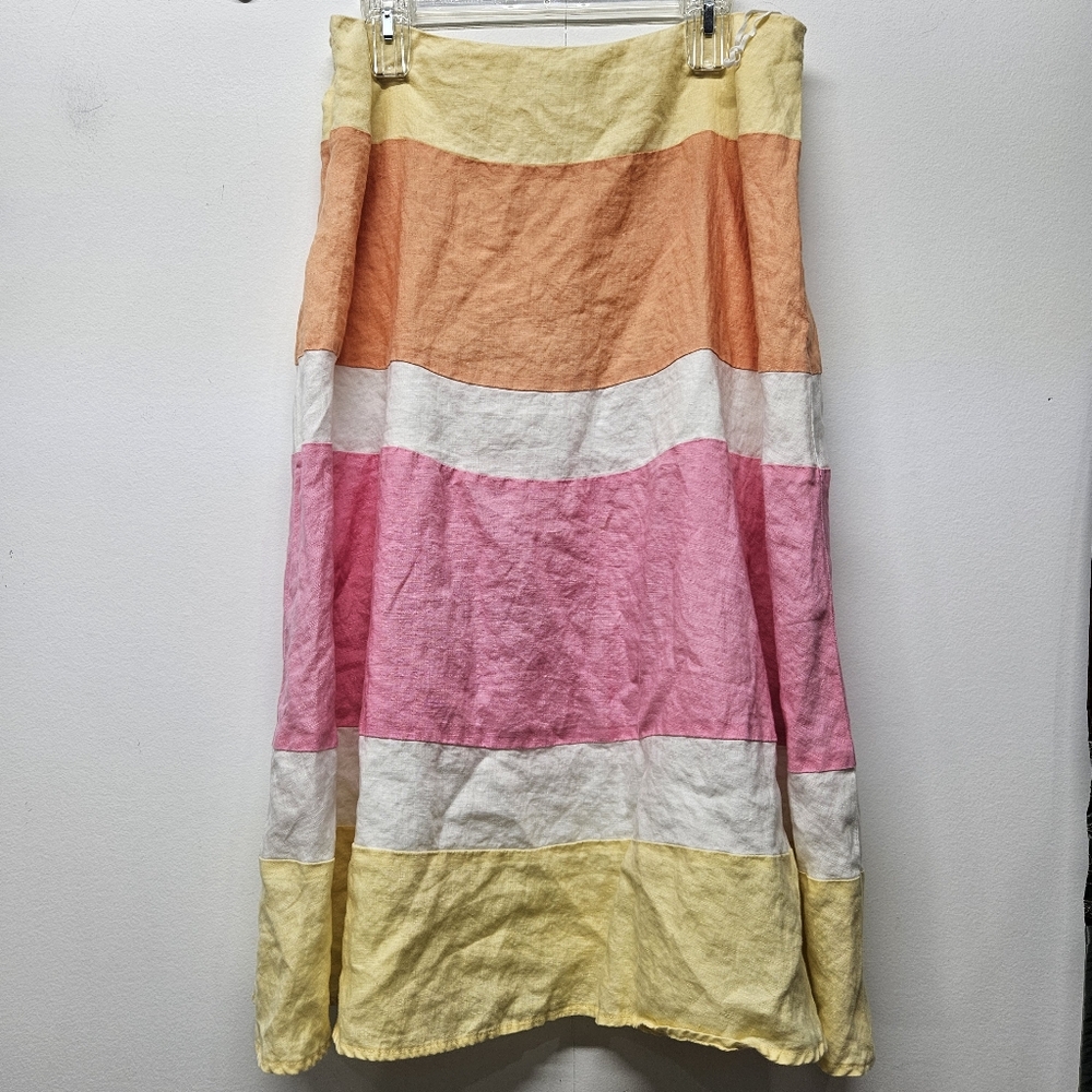 Vintage Colorblock Striped Maxi Skirt Size 12 Pastel Boho Summer Beach 90s - Picture 9 of 9